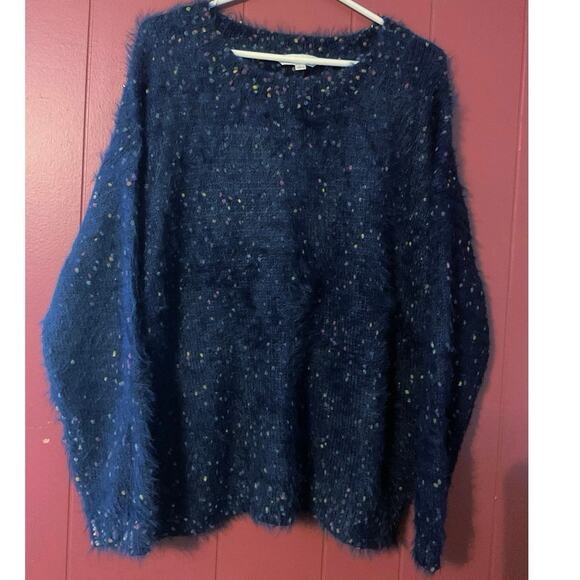 NEW Davi & Dani Size Large Blue Fuzzy Sweater - Picture 1 of 13